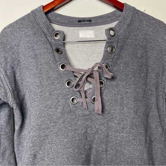 MOTHER Gray Lace-Up Sweatshirt - Picture 4 of 8